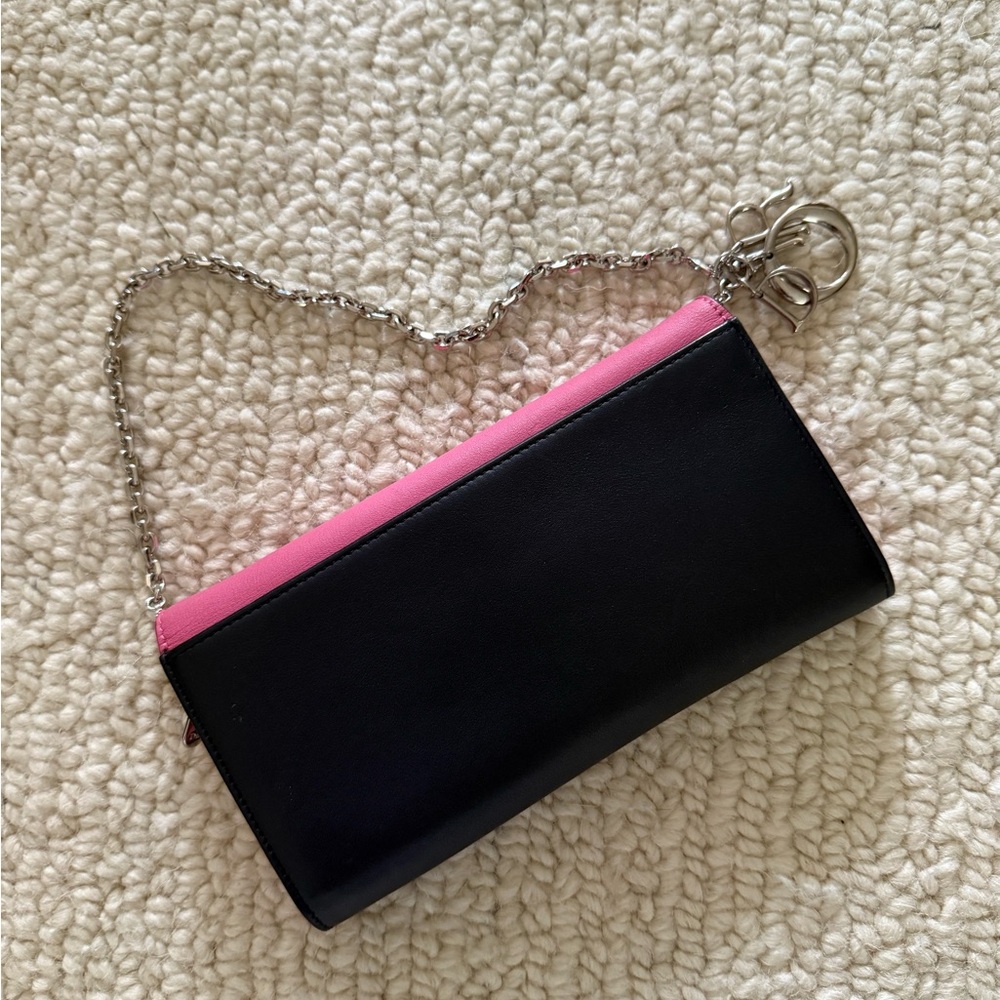 Dior Pink and Black Clutch with Chain Strap - Picture 3 of 8